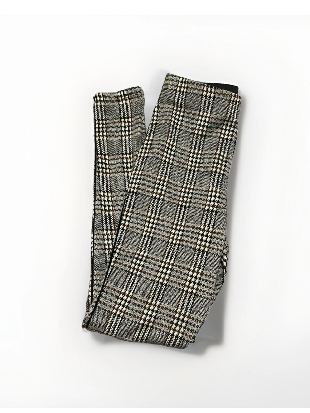 Jessica Simpson Plaid Leggings Women's Small Gray Black Houndstooth With Zipper